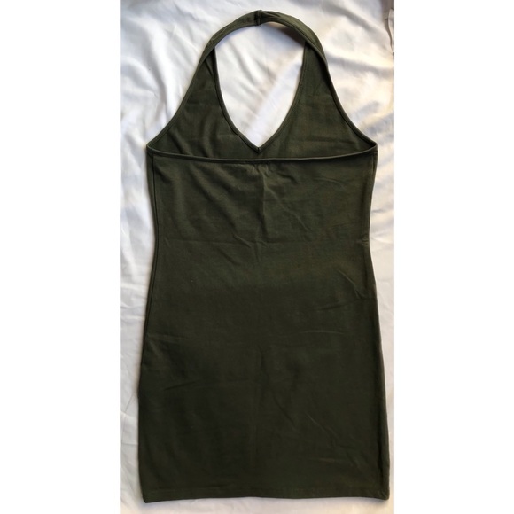 Olive green halter mini dress - Picture 5 of 7